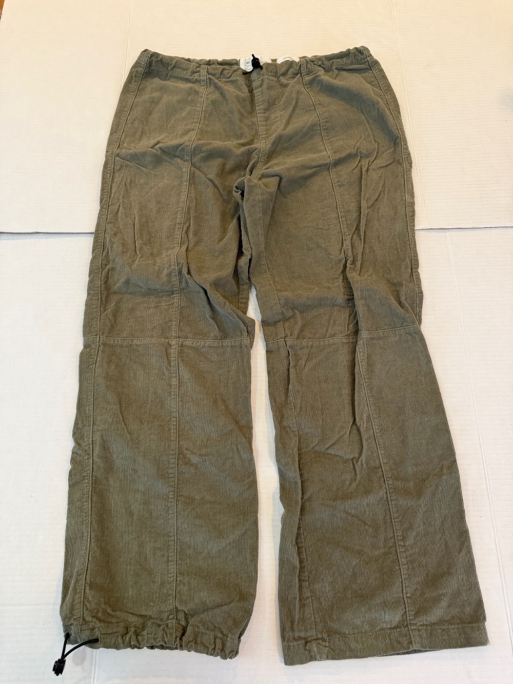 Women's Olive Corduroy Drawstring Utility Pants